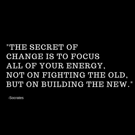 -The secret of change is to Focus all of your energy, not on fighting the old, but on building the new.--socrates